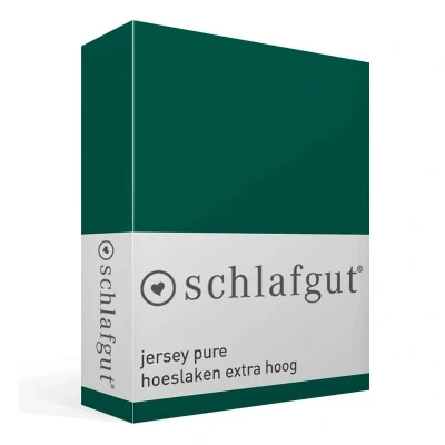 Afbeelding van Schlafgut Jersey Pure hoeslaken extra hoog 1 persoons (90/100x190/220 cm) Donkergroen