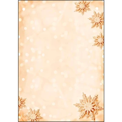 Afbeelding van Sigel DP234 Briefpapier Kerstmis A4 met gouden sneeuwvlokken, 90 g, 100 vellen