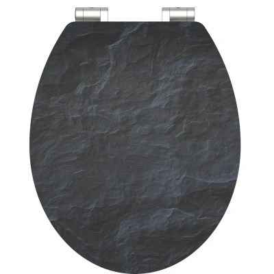 Afbeelding van Schütte Toiletzitting Black stone High gloss met houten mdf kern, softclosemechanisme