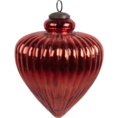 Afbeelding van Clayre &amp; Eef Kerstbal Ø 17x20 cm Rood Glas Kerstboomversiering
