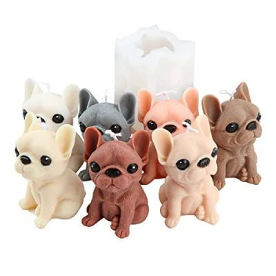 Afbeelding van JS MOLD Hond gietvorm, siliconen kaarsvorm, 3D, Franse bulldog, vorm, doe het zelf epoxyhars, dieren voor chocolade, fondant, taartdecoratie, zeep, kaars