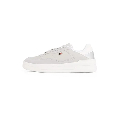 Afbeelding van Tommy Hilfiger Essent Basket Metallic Sneakers laag, Dames, Maat: 36, Grey whisper Leer en imitatieleer