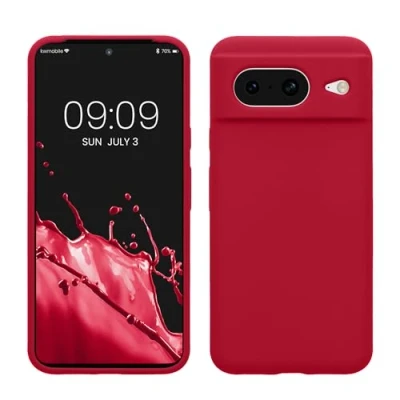 Afbeelding van kwmobile telefoonhoesje geschikt voor Google Pixel 8 Hoesje met siliconen coating Smartphone case in kersrood