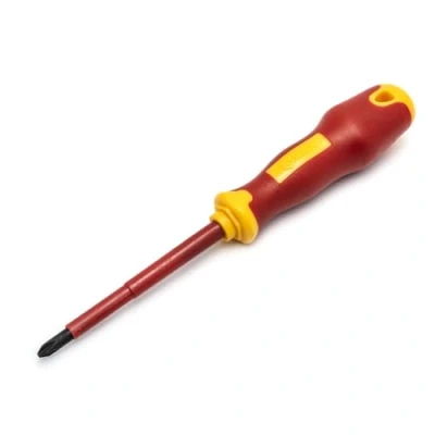 Afbeelding van SATA ST61223SC VDE Geïsoleerde elektriciens schroevendraaier met 2/PH 2 kruiskop, handvat en S2 stalen mes, getest op 10.000 Volt, 2x100mm, groen