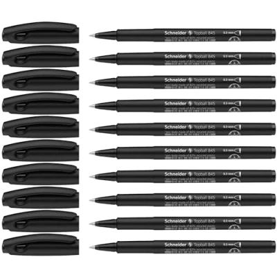 Afbeelding van Schneider 184501 Topball 845 rollerball (stabiele roestvrijstalen punt, 0,3 mm) 10 stuks zwart