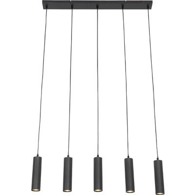 Afbeelding van QAZQA Moderne hanglamp zwart 5 lichts Jeana