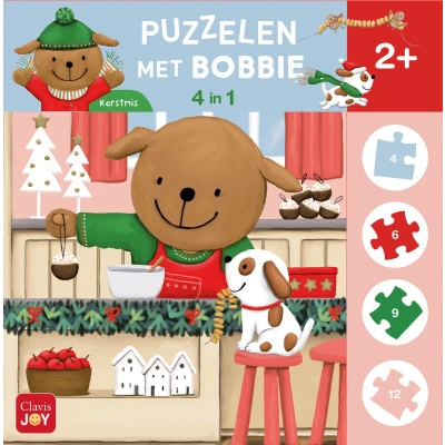 Afbeelding van Puzzelen met Bobbie. 4 in 1 puzzel Kerstmis