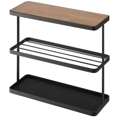 Afbeelding van Yamazaki Bijzettafel Tower Met Tijdschriftenrek Zwart Donkerbruin Hout 48x18x44cm