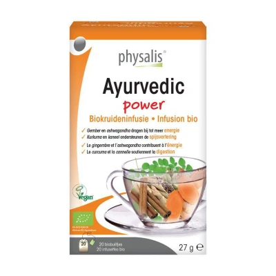 Afbeelding van Physalis Ayurvedic Power Biokruideninfusie Biobuiltjes 20ST