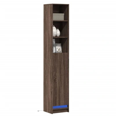 Afbeelding van Dressoir met LED 36x32,5x200 cm bewerkt hout bruin eikenkleur