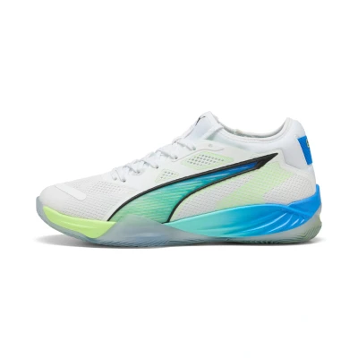 Afbeelding van PUMA Eliminate NITROâ¢ SQD 4 ENERGY handbalschoenen uniseks, Groen/Zwart/Wit, Maat 44
