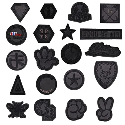 Afbeelding van CYWQZZ 20 stuks opstrijkbare patches, zwarte geborduurde applicaties, stickerpatches, badge, stof, of naaibare patches voor kleding, hoed, jeans