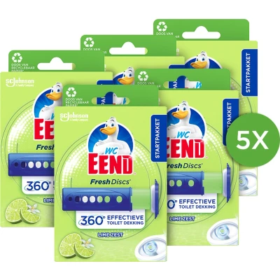 Afbeelding van WC Eend Fresh Discs Lime Zest 1 houder + navulling met 6 Toiletblokken 5 x 36 ml