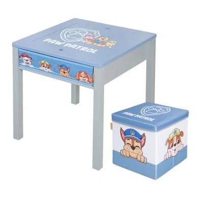 Afbeelding van roba Kinderen Zitgroep Paw Patrol Tafel met Omkeerbaar Blad + Kruk voor vanaf 18 Maanden Zitmeubilair Cartoon Honden Hout Grijs/Blauw