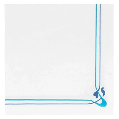Afbeelding van 2 x 50 servetten 40x40cm &quot;Double Point&quot; Wit, motief Maxim Blauw (2 paketten)