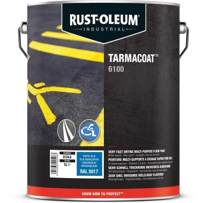 Afbeelding van rust oleum tarmacoat sneldrogende vloerverf ral 5017 verkeersblauw 5 ltr
