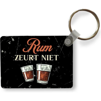 Afbeelding van Sleutelhanger Rum Glazen Spreuken Uitdeelcadeautjes Plastic Vaderdag cadeau Geschenk Cadeautje voor hem Tip Mannen