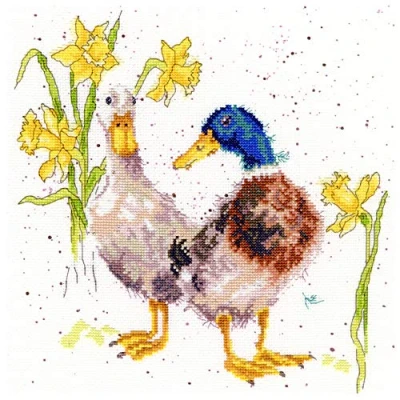Afbeelding van Bothy Threads Kruissteekset &quot;eenden en narcissen&quot;, 26 x cm, XHD6, telpatroon