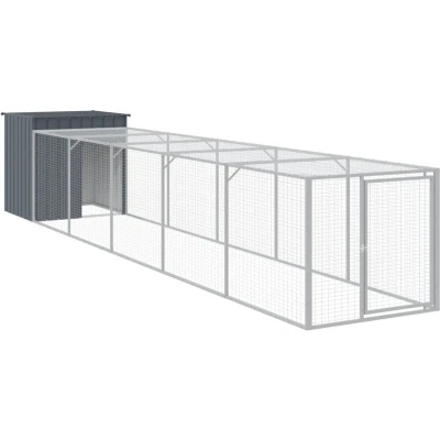 Afbeelding van vidaXL Kippenhok met ren 110x609x110 cm gegalvaniseerd staal antraciet