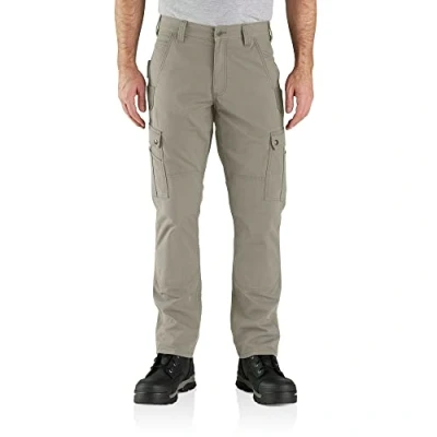 Afbeelding van Carhartt Rugged Flex Relaxed Fit Ripstop Cargo Work Utility Pants voor heren, grijsbeige, 34W x 36L