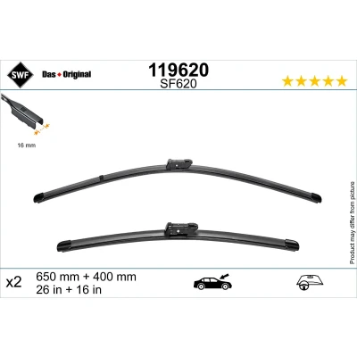 Afbeelding van Ruitenwisser Swf 119620 400, 650mm voor Flat blade wisserblad met spoiler voertuigen stuur links HYUNDAI: Tucson