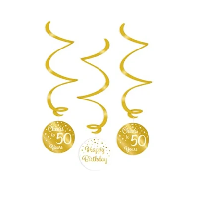 Afbeelding van Swirls Cheers to 50 years wit/goud per 3 stuks