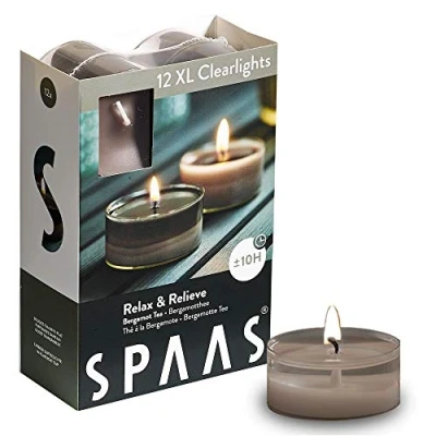 Afbeelding van SPAAS 12 Maxi Clearlights Geur, theelichten in transparante cup, ± 10 uur Relax &amp; Relieve