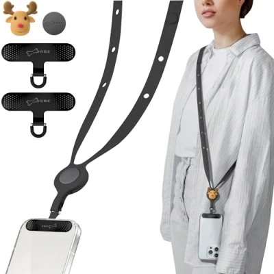 Afbeelding van Bone Crossbody / Lanyard Phone Tether Tab Universeel verstelbaar mobiele telefoon siliconen koord + 2 voor om de hals, schouder verwisselbare gesp, compatibel met iPhone Alle