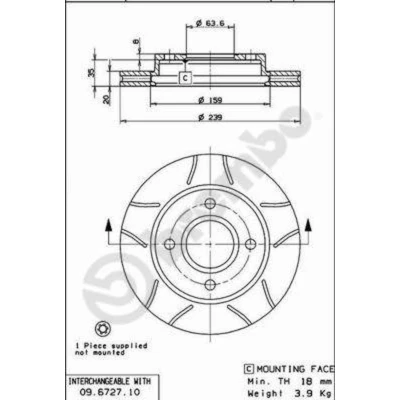 Afbeelding van Brembo Remschijf 09.6727.77
