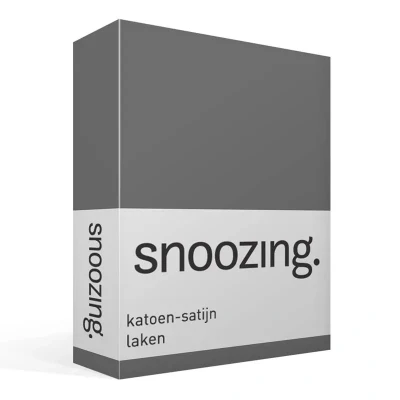 Afbeelding van Snoozing Katoen satijn Laken Eenpersoons 150x260 cm Antraciet