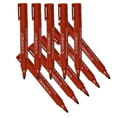 Afbeelding van Q CONNECT permanente marker, 2 3 mm, ronde punt, rood 10 stuks