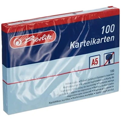 Afbeelding van herlitz Indexkaart A5, blanco, blauw, 100 stuks