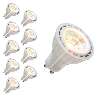 Afbeelding van Voordeelpak GU10 led spot 5 Watt, dimbaar, 5W vervangt 50W, dim to warm (3000K 2000K), 335 lumen, COB techniek, 230V, Ø50mm diameter