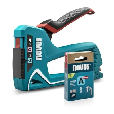 Afbeelding van NOVUS TOOLS Handnietmachine J 25 set + 1800 fijne nietjes A type 53 kleine universele nietmachine met metalen behuizing voor fijndraad en platte draadklemmen van 4 tot 10 mm