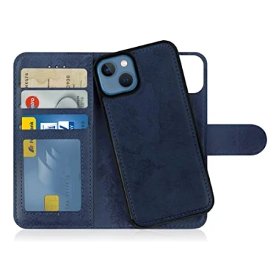 Afbeelding van MyGadget flip case voor Apple iPhone 13 magnetische cover in synthetisch lederen PU kaarthouder beschermhoes portemonnee krasbestendig Donkerblauw