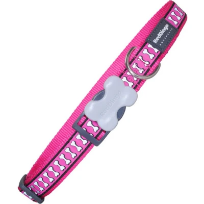 Afbeelding van Dog collar Red Dingo Bone Reflective Fuchsia (1,2 x 20 32 cm)