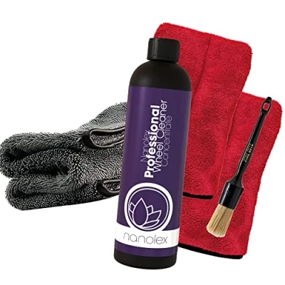 Afbeelding van Velgenreinigingsset: velgenreiniger Professional Wheel Cleaner Concentrate 750 ml + Nuke Guys velgenborstel 2 x precisiehandschoen detailmate droogdoek 1000GSM