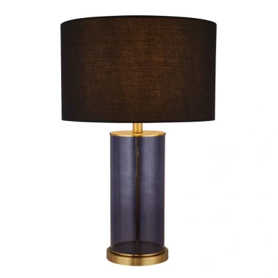 Afbeelding van Searchlight Schemerlamp Tablu blauw/goud met zwarte kap EU60715