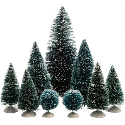 Afbeelding van Kerstdorp accessoires Lumineo (9 stuks, Boompjes, Besneeuwd)