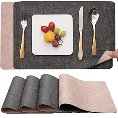 Afbeelding van placemats, afwasbaar, dubbelzijdige kunstleer, antifouling en antislip, lederlook, voor restaurant, eettafel