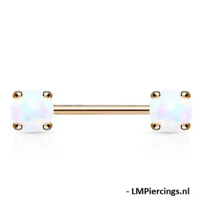 Afbeelding van Tepelpiercing Opal Rose gold plated