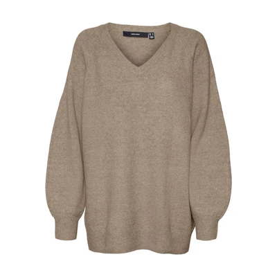 Afbeelding van Vero Moda Vmleaf LONG Trui, Dames, Maat: Small, Silver mink