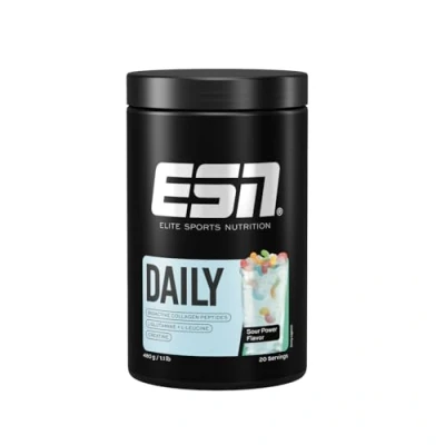 Afbeelding van ESN Daily, Sour Power, 480 g, 1.1 lbs, 20 Porties Poeder met Bioactieve Collageen Peptiden, L Glutamine, Creatine en Leucine