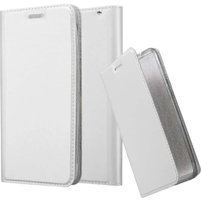 Afbeelding van Cadorabo Hoesje geschikt voor Motorola MOTO X PLAY in CLASSY ZILVER Beschermhoes met magnetische sluiting, standfunctie en kaartvakje Book Case Cover Etui