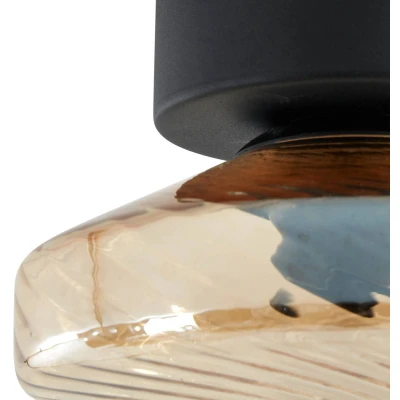 Afbeelding van Lindby plafondlamp 1licht Glas, ijzer H: 15.3 cm E27 amber, zwart