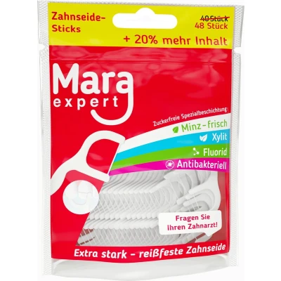 Afbeelding van Mara Expert Zahnseide Sticks 40 Stück im Zip Beutel