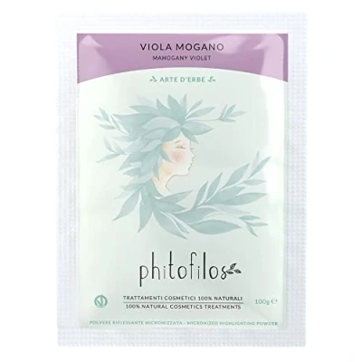 Afbeelding van Phitofilos puur en biologische voedende henna kleur AUBERGINE, versterkt beschermt het haar, goede dekking, natuurlijke glanzend kleur, gecertificeerde haarverf 100g