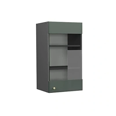 Afbeelding van Vicco Glazen keukenkast Fame Line, Groen Goud Landhuis/Antraciet, 40 cm
