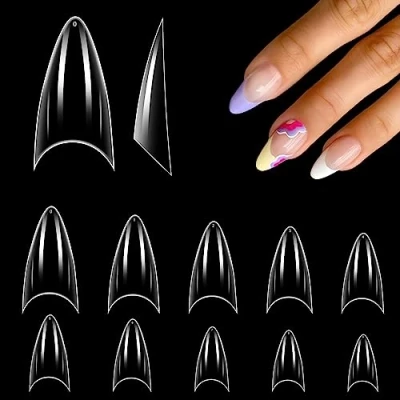 Afbeelding van Valse Nageltips Stiletto Kort Franse voor Acryl, LEA SHALL Transparante Heldere Halve Afdekking Nagel French Kunstnagels Nagels Press on Extensie kit Puntig 10 Maten, 500 stuks