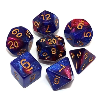 Afbeelding van CREEBUY Blue Mix Rode DND Glitter Dobbelstenen Set voor Dungeon and Dragons Warhammer D&amp;D RPG Rollenspel Bordspel Polyhedral